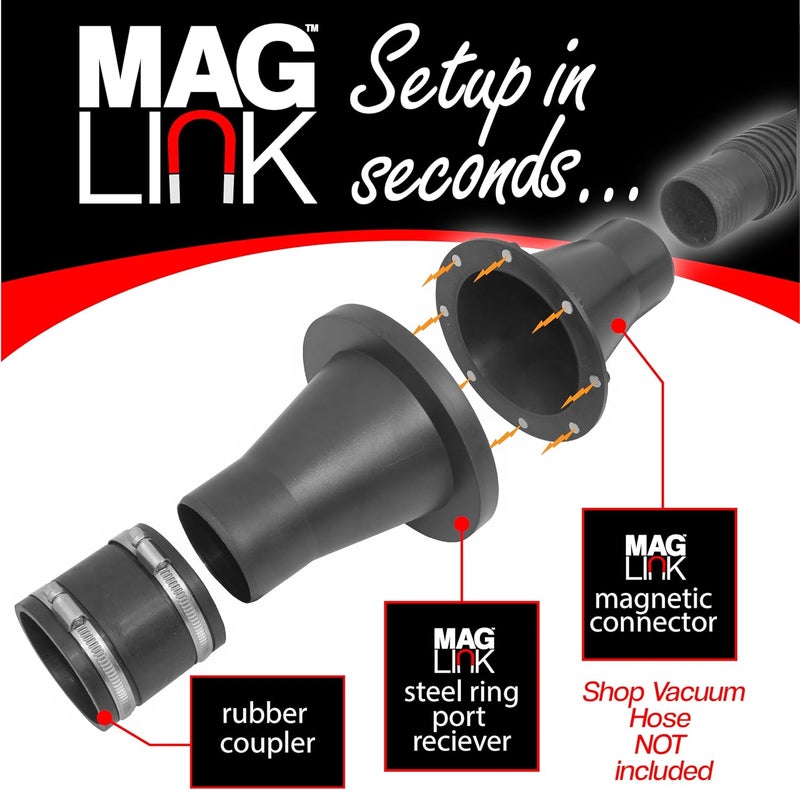 Fulton Woodworking Tools 4" to 2.5" MagLink Magnetic Dust Collection Starter Kit, Quick Connect Shop Vaccuum, Mag Dust Collection Fittings for Vac Hose & Shop Vacuums, Fast Connect to Machine Port - Image 5